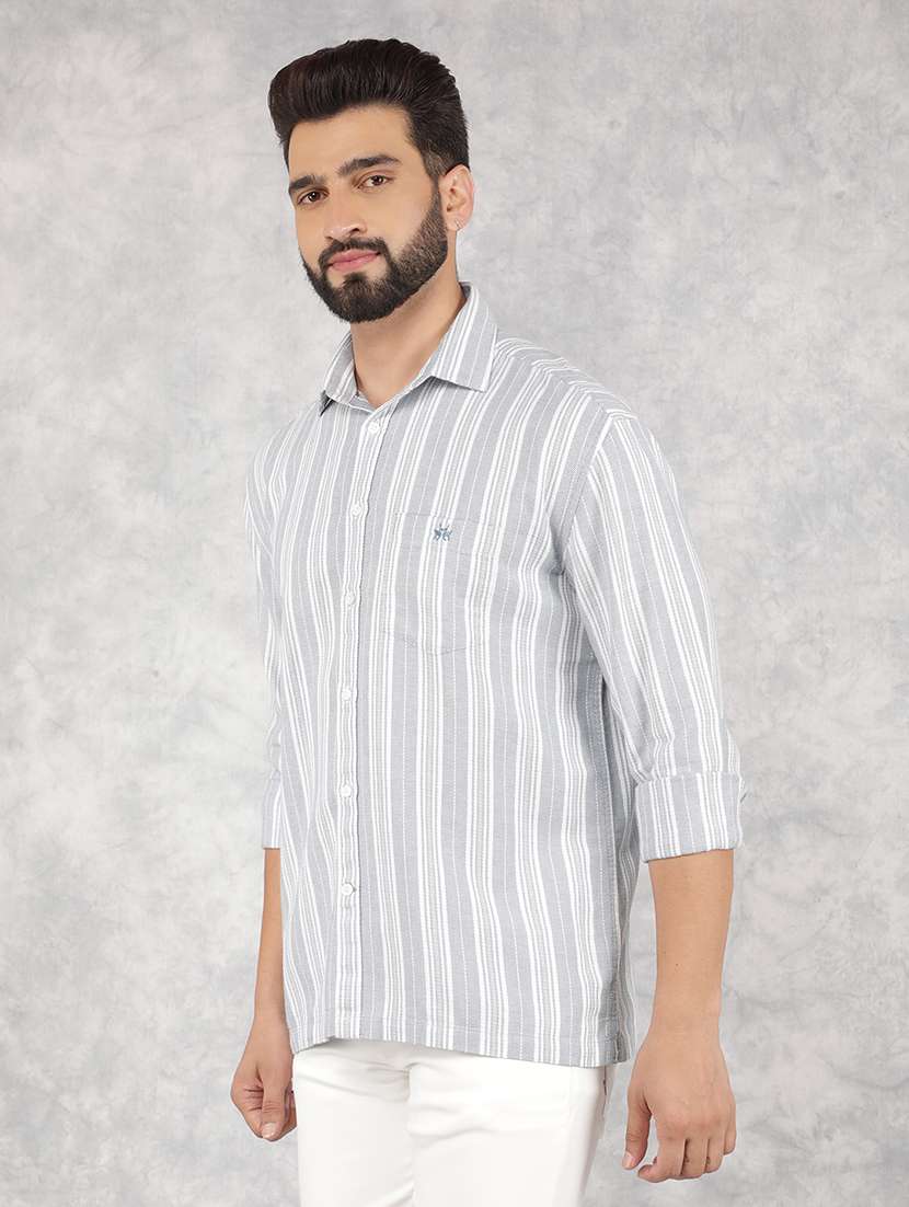 men grey stripes casual shirt