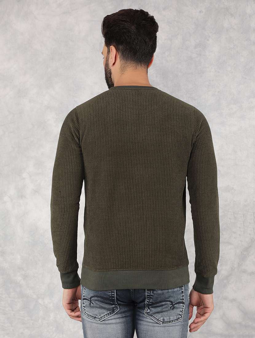 men olive chest print sweatshirt - 21517935 -  Standard Image - 3