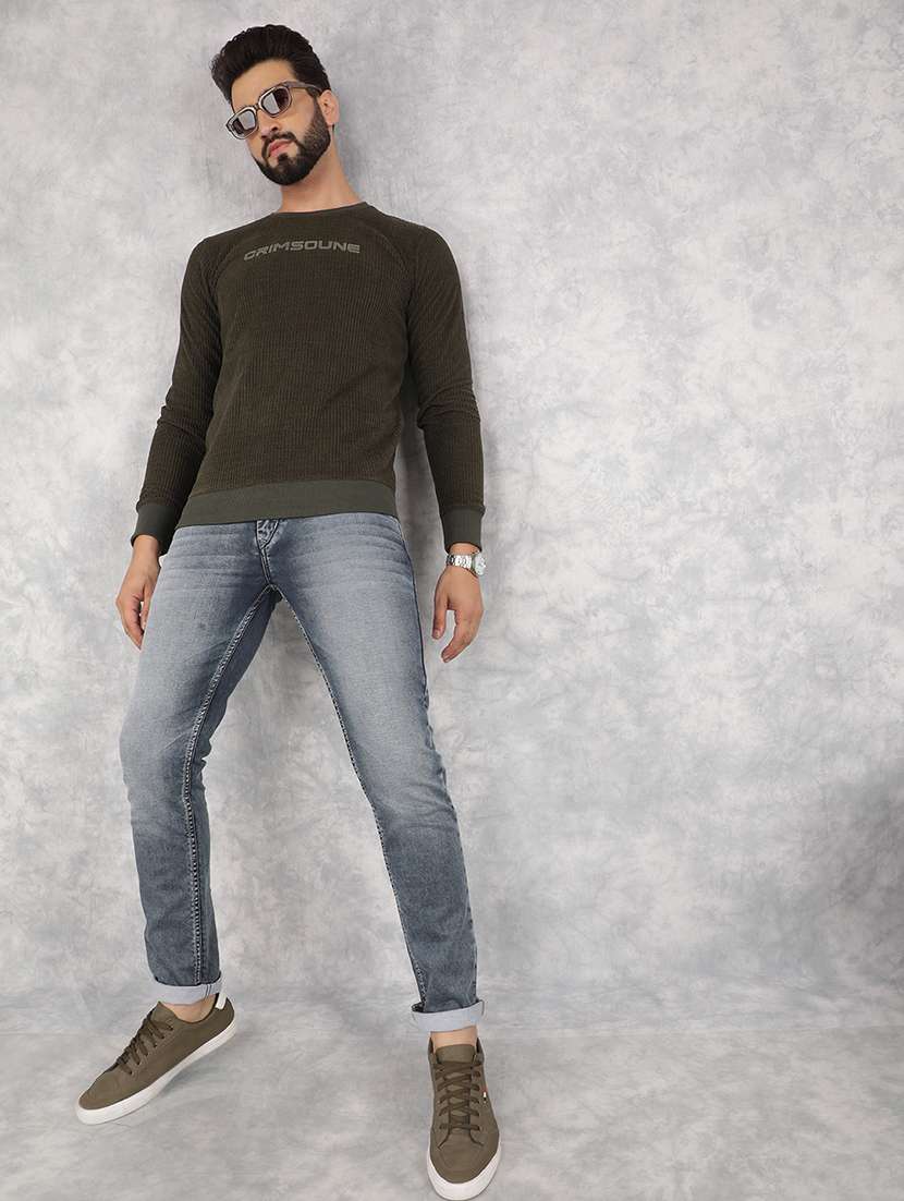 men olive chest print sweatshirt - 21517935 -  Standard Image - 5