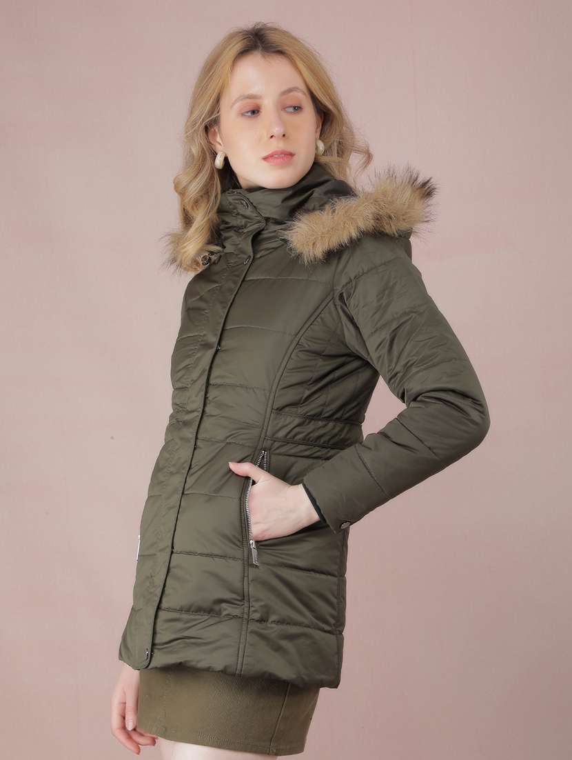 women solids long sleeves quilted jacket - 21517951 - Zoom Image - 0