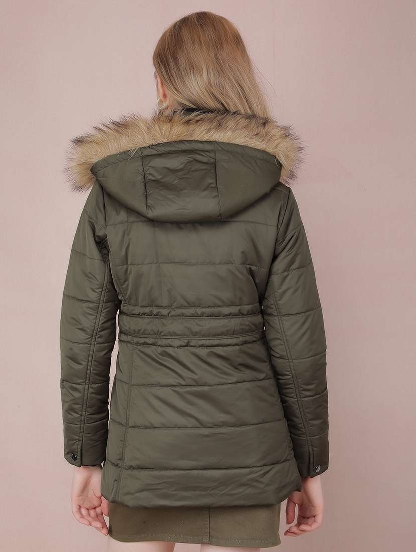 women solids long sleeves quilted jacket - 21517951 - Standard Image - 3