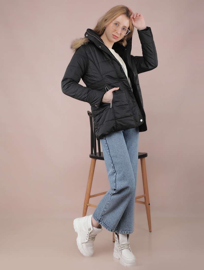 women solid long sleeve quilted jacket - 21517952 - Standard Image - 5