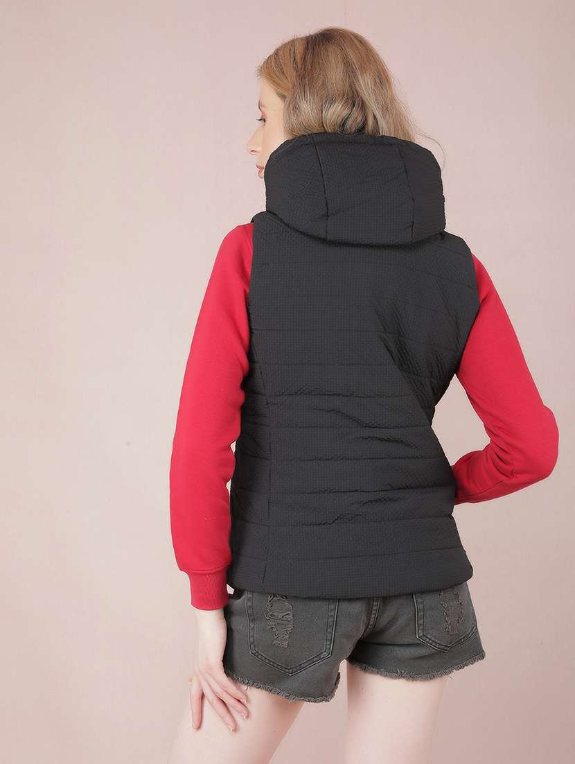 women solids sleeveless quilted jacket - 21517954 - Standard Image - 3