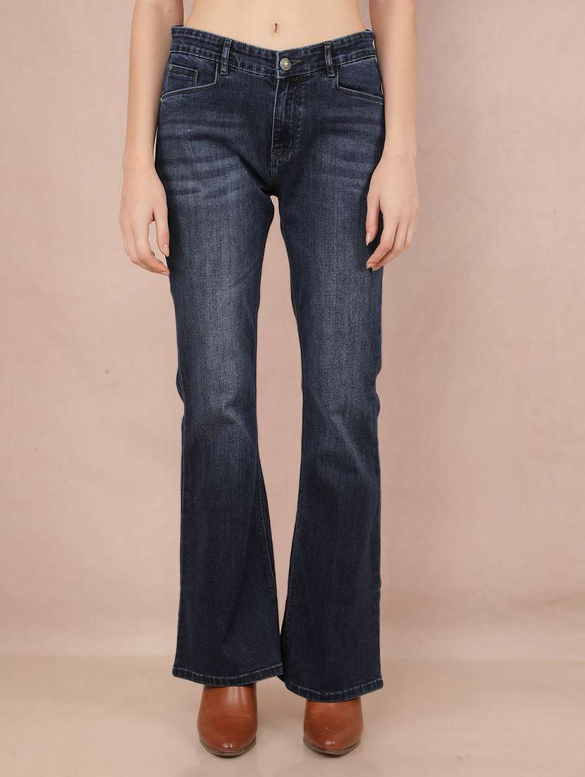 women navy blue bootcut jeans