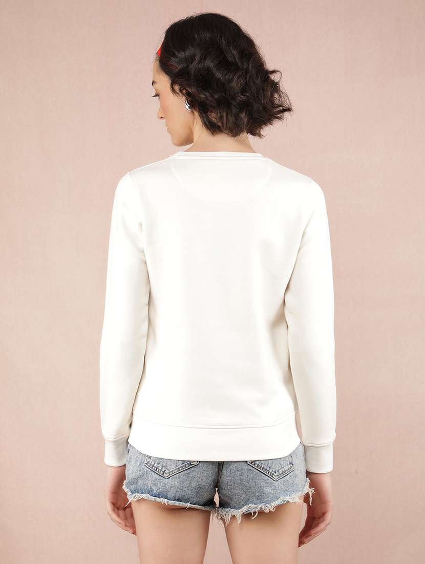 women white cotton blend chest print sweatshirt - 21517987 -  Standard Image - 3