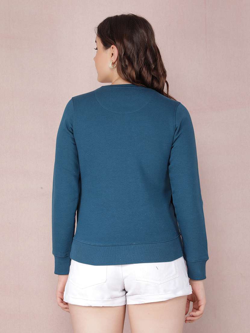 women blue cotton blend chest print sweatshirt - 21517989 -  Standard Image - 3