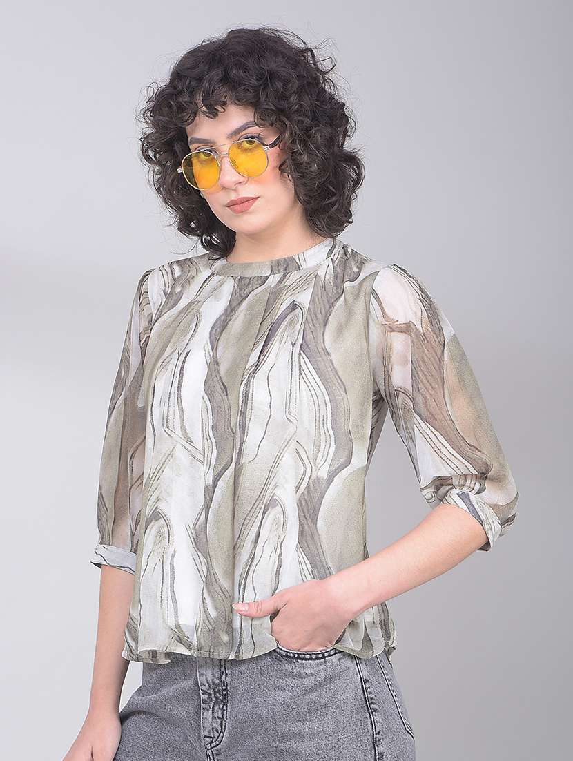 women white polyester regular top