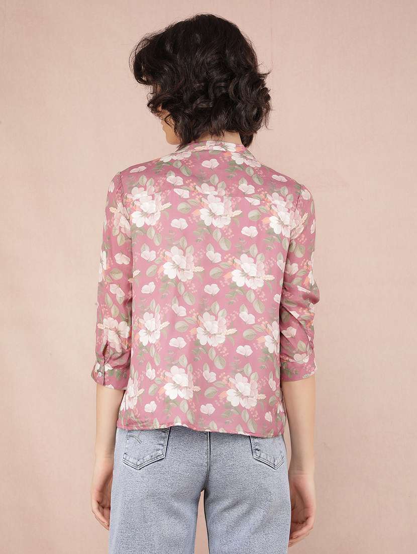 women floral printed v neck straight top - 21517996 -  Standard Image - 3
