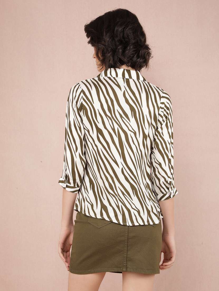 women animal printed collared straight top - 21518004 -  Standard Image - 3
