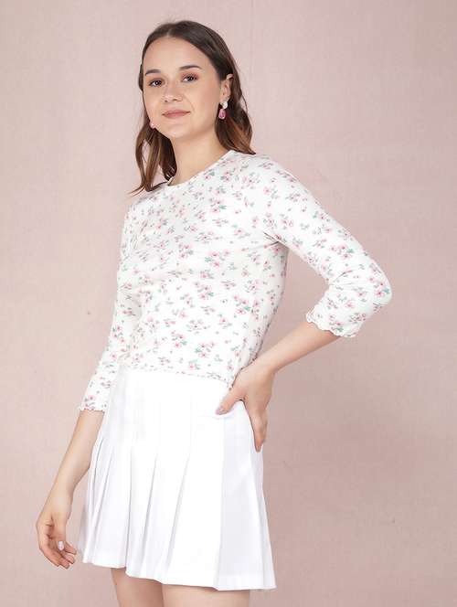 women white poly blend crop top - 21518009 -  Standard Image - 0