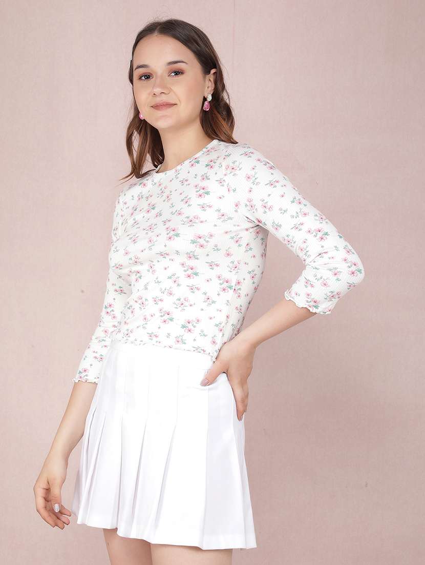 women white poly blend crop top - 21518009 -  Zoom Image - 0