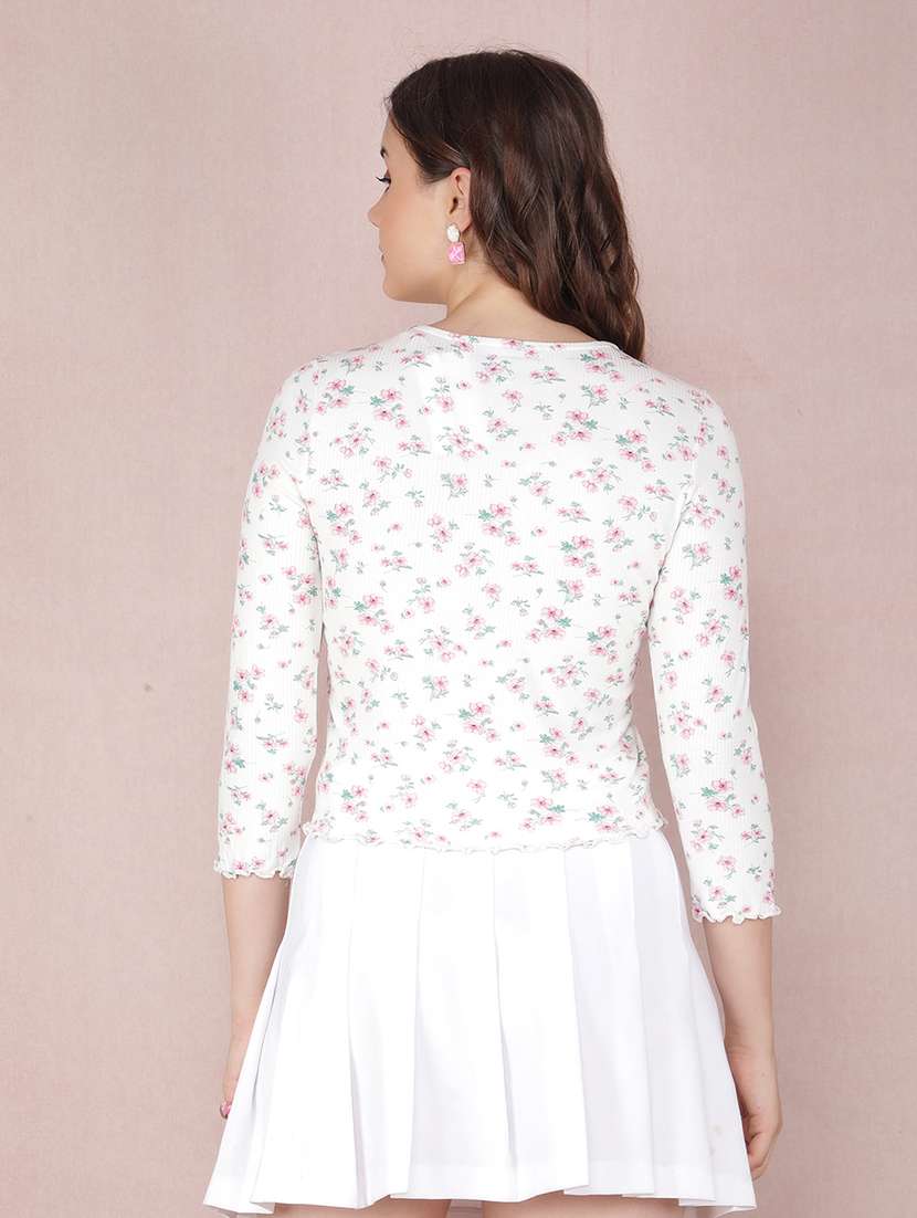 women white poly blend crop top - 21518009 - Standard Image - 3