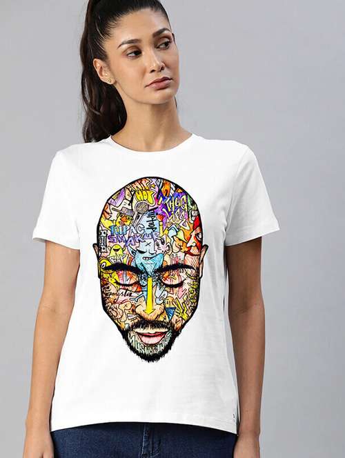 women white front print t-shirt - 21518011 - Standard Image - 0
