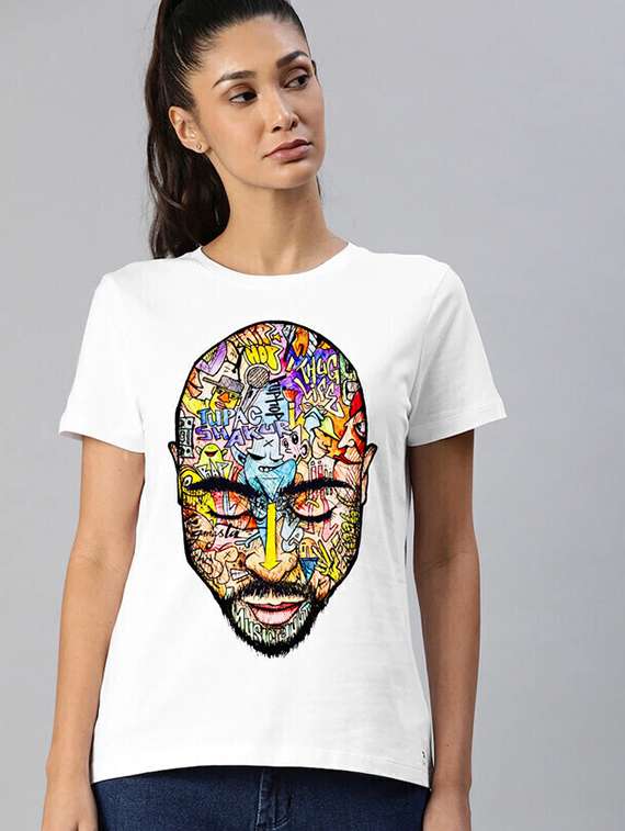 women white front print t-shirt