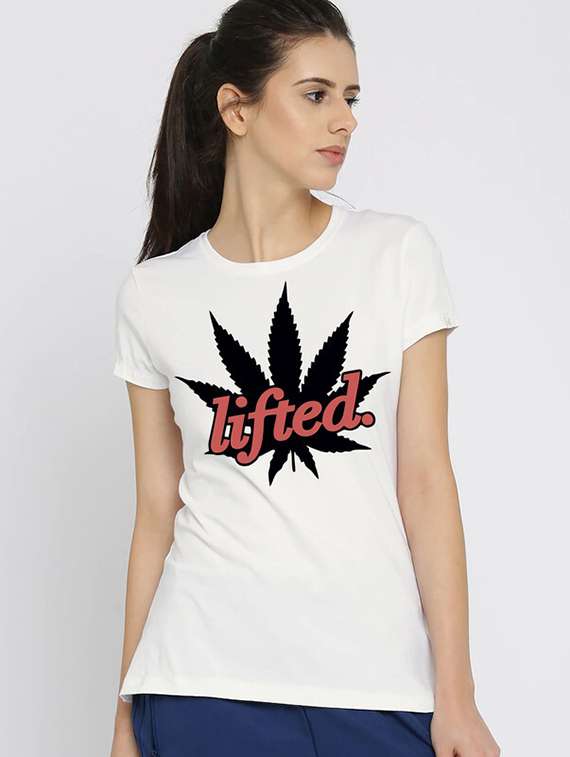 women white front print t-shirt