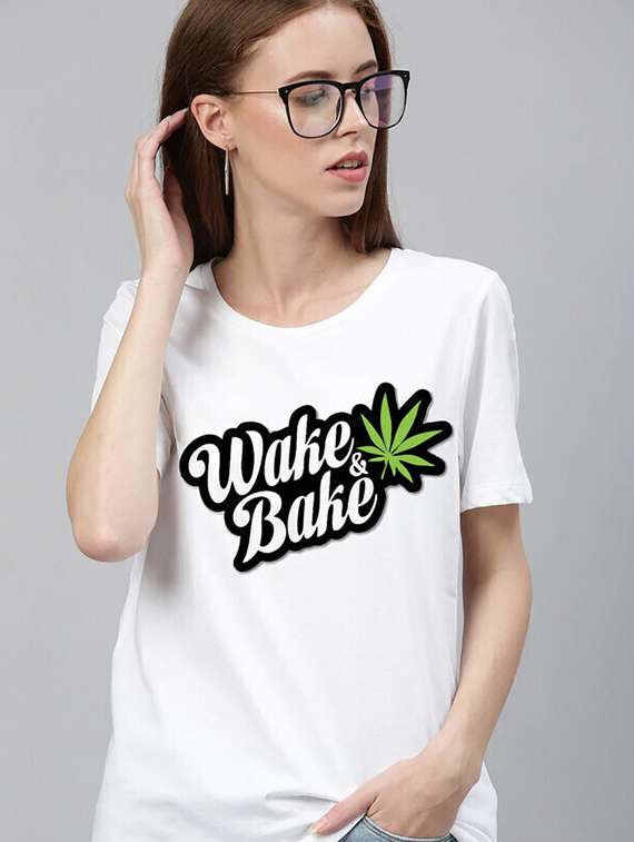 women white front print t-shirt