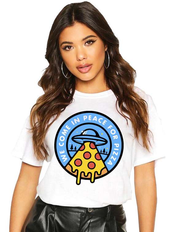 women white front print t-shirt