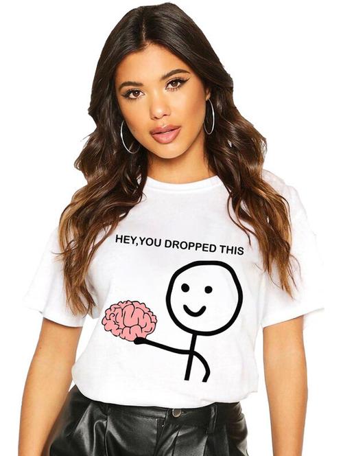 women white front print t-shirt - 21518065 - Standard Image - 0