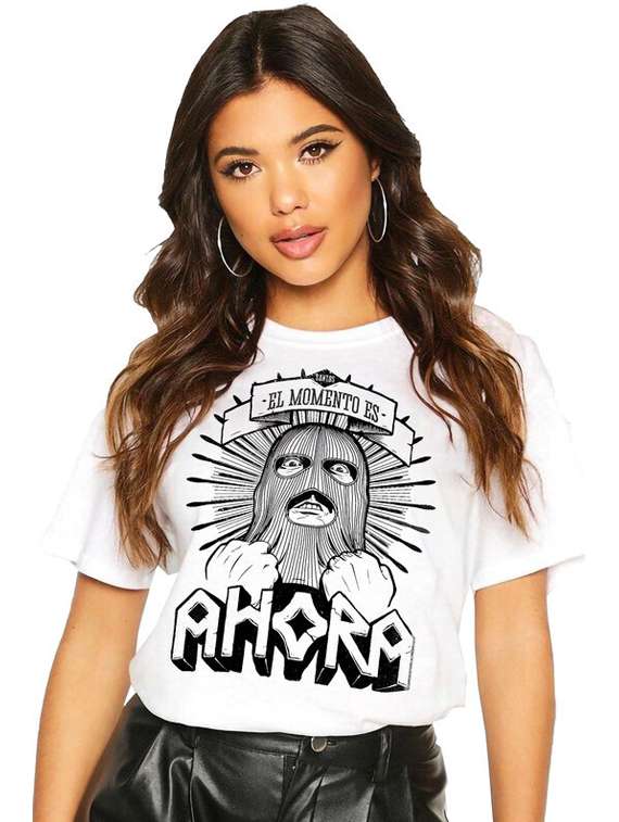 women white front print t-shirt