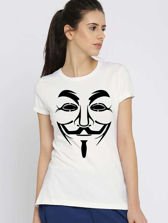 women white front print t-shirt