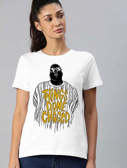 women white front print t-shirt - 21518077 -  Standard Image - 0