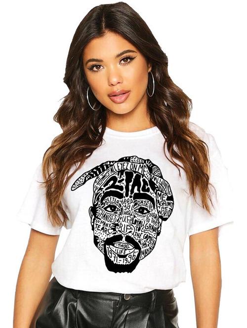 women white cotton blend front print t-shirt - 21518078 - Standard Image - 0