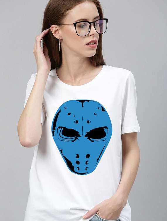 women white cotton blend front print t-shirt - 21518084 -  Zoom Image - 0