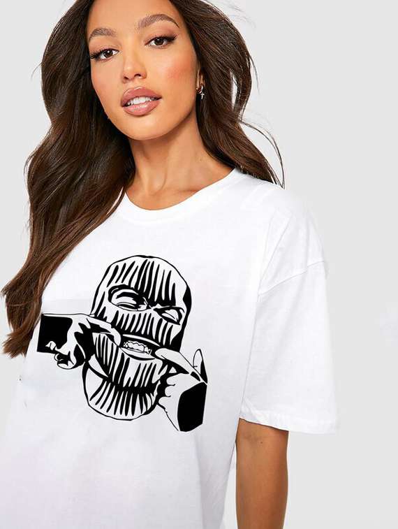 women white cotton blend front print t-shirt - 21518093 -  Standard Image - 3