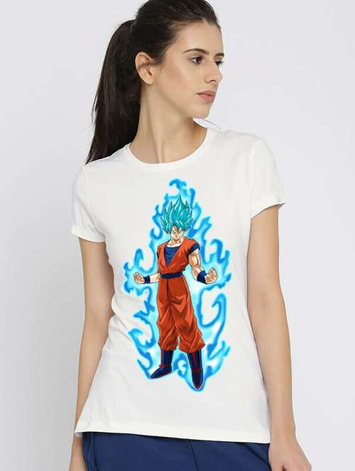 women white cotton blend front print t-shirt - 21518125 -  Standard Image - 0