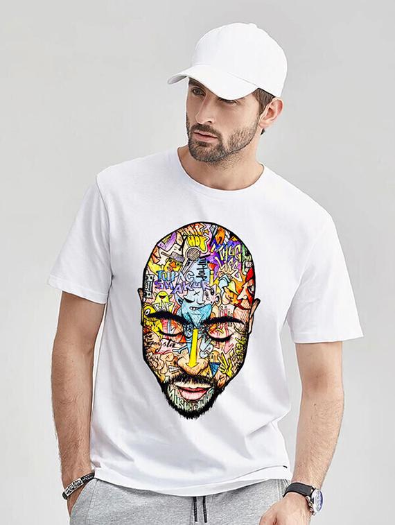 men white front printed t-shirt - 21518132 - Zoom Image - 0