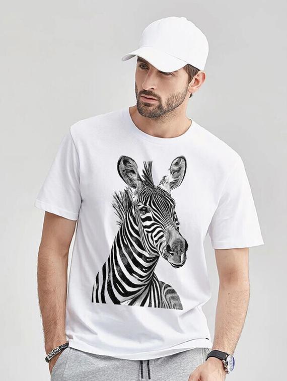 men white front printed t-shirt