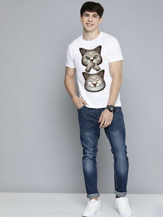 men white front printed t-shirt - 21518158 -  Standard Image - 3