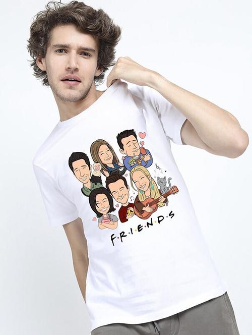 men white front printed t-shirt - 21518169 - Standard Image - 0