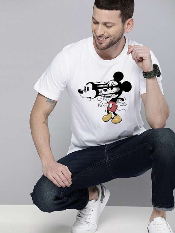 men white front printed t-shirt - 21518176 -  Standard Image - 3