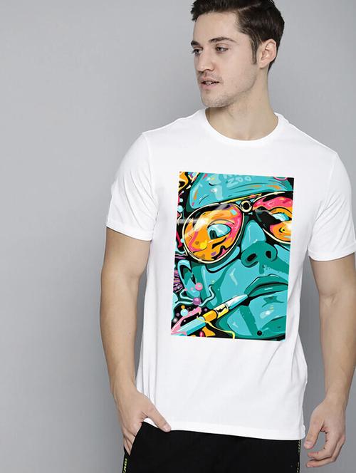 men white front printed t-shirt - 21518181 -  Standard Image - 0