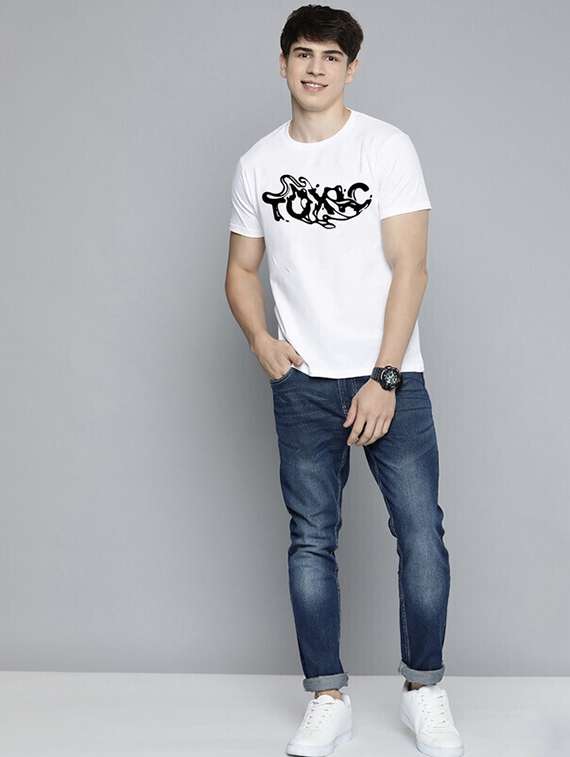 men round neck chest printed t-shirt - 21518188 -  Standard Image - 3