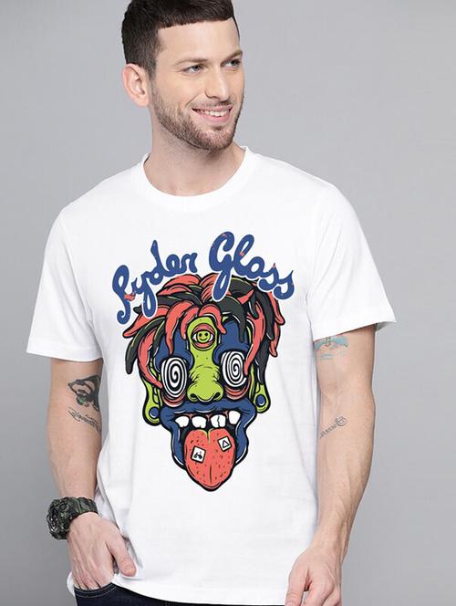 men white front printed t-shirt - 21518198 - Standard Image - 0