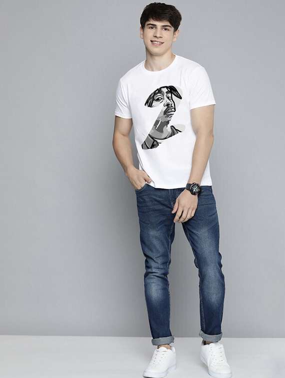 men white front printed t-shirt - 21518201 -  Standard Image - 3