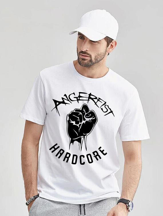 men white front printed t-shirt