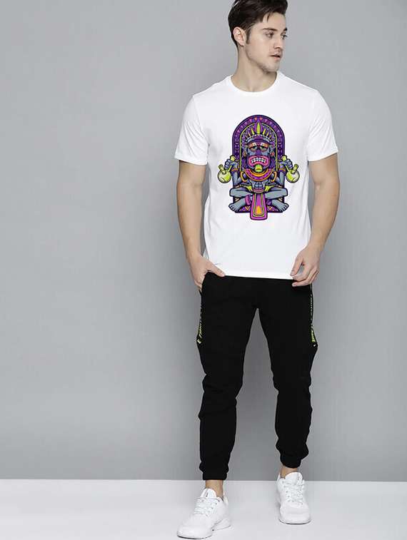 men white front printed t-shirt - 21518209 -  Standard Image - 3