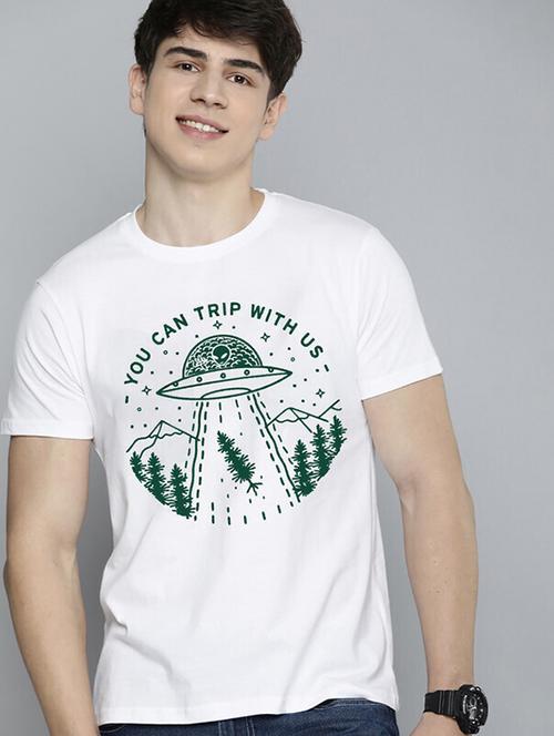men white front printed t-shirt - 21518218 - Standard Image - 0