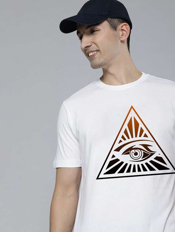 men white front printed t-shirt