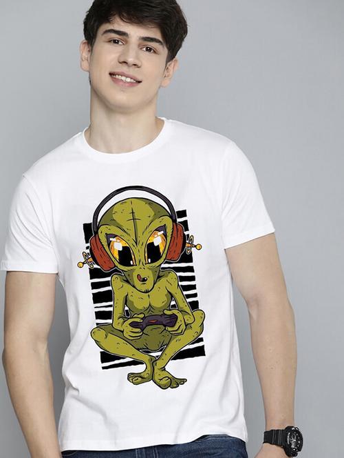 men white front printed t-shirt - 21518228 - Standard Image - 0