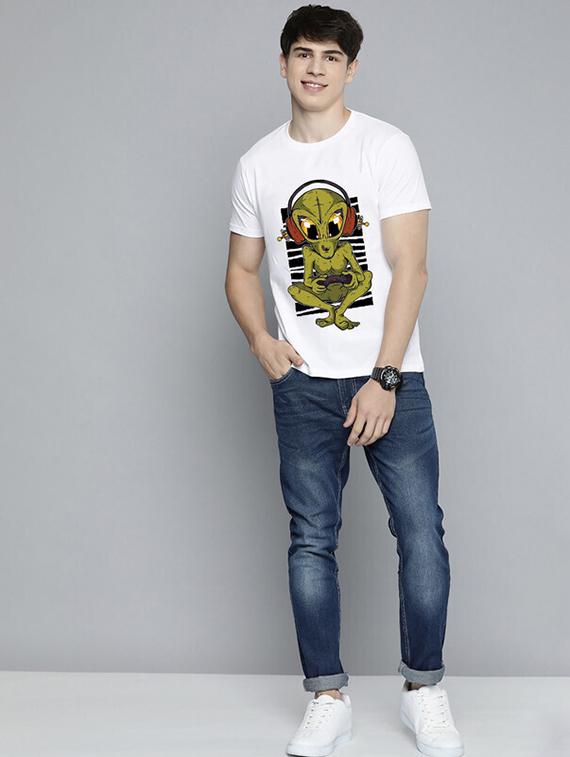 men white front printed t-shirt - 21518228 - Standard Image - 3