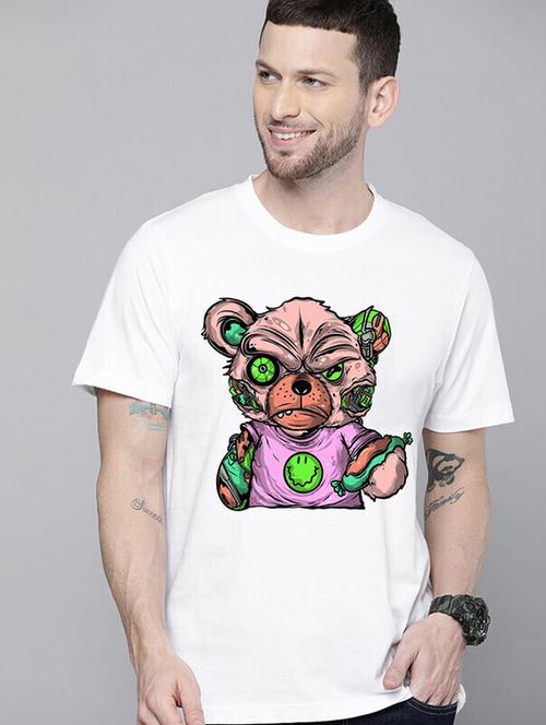 men white front printed t-shirt - 21518239 - Standard Image - 0