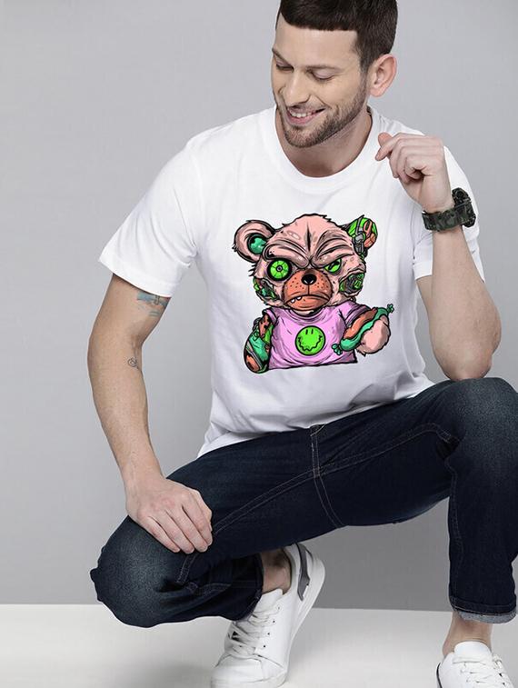 men white front printed t-shirt - 21518239 - Standard Image - 3