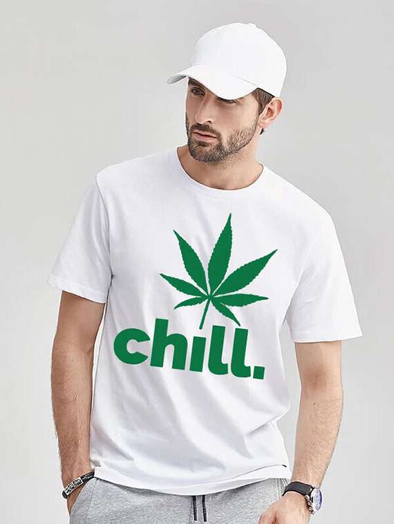 men white front printed t-shirt