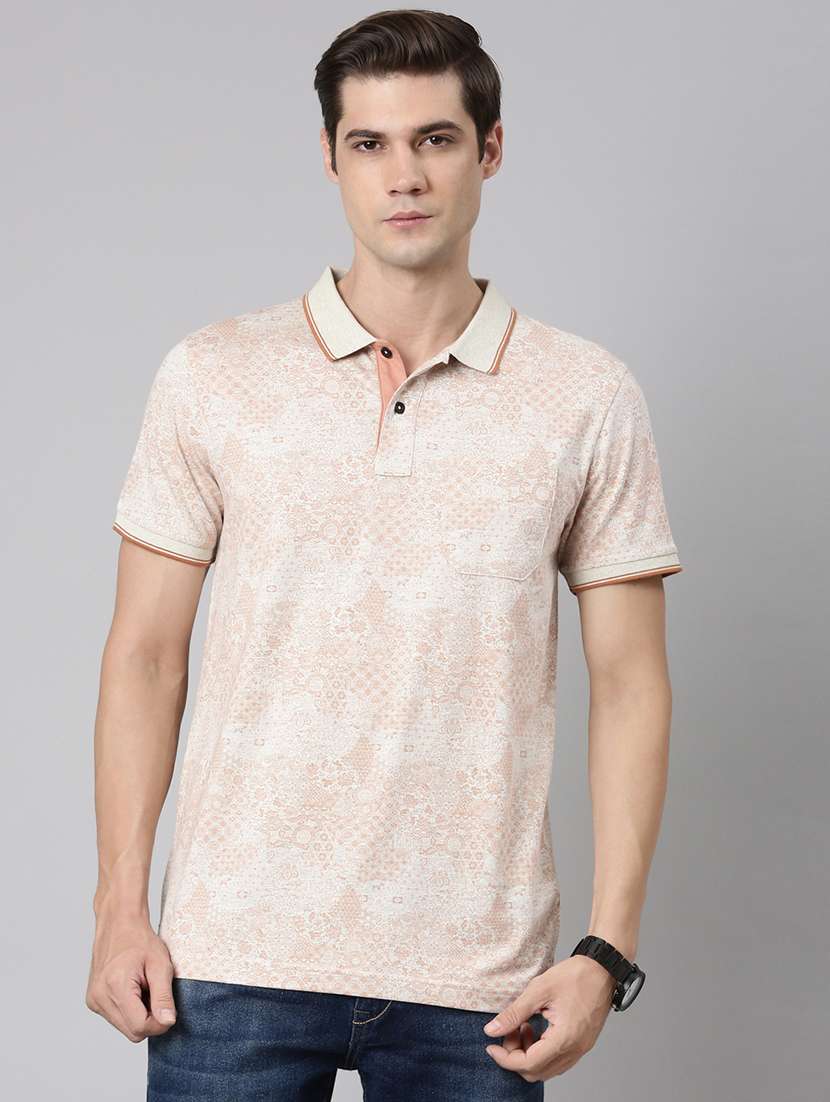 men polo neck all over print t-shirt