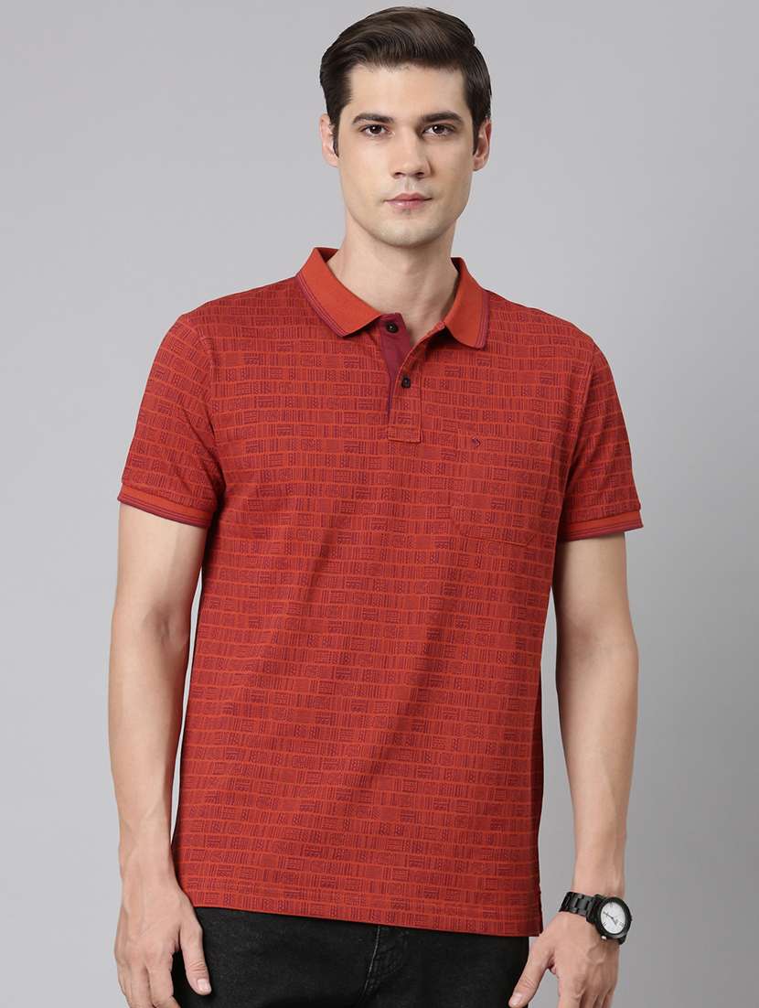 men polo neck all over print t-shirt