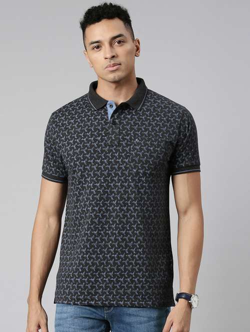men polo neck all over print t-shirt - 21518319 - Standard Image - 0
